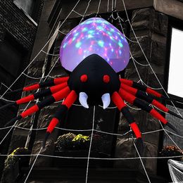 Feestartikelen voor andere evenementen 1 5m 2 2m Halloween Opblaasbare spin Gigantische opblaasbare LED-verlichting Grote griezelige rekwisieten voor tuin, gazon 230808