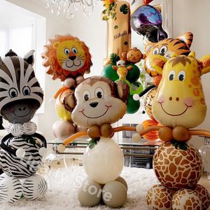 Autres fournitures de fête d'événement 1 ensemble de ballons d'anniversaire d'animaux de la jungle Singe Lion Tigre Globos à hélium pour Safari Wild One Kids Birthday Party Decor Baby Shower 230925