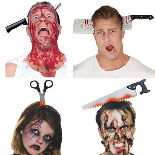 Autres fournitures de fête d'événement 1 ensemble couteau bandeau Halloween bandeau décors horreur hache ciseaux bandeau Halloween fête fournitures zombie cosplay accessoires décors 220901