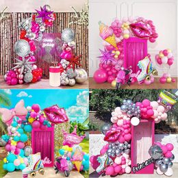 Andere evenementenfeestbenodigdheden 1 set roze rose zilveren disco vlinder aluminium die ballon slinger boogmeisjes verjaardag baby shower bruiloft decoraties 230815