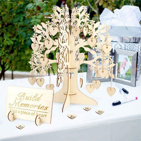 Autres fournitures de fête d'événement 1 ensemble de livres d'or de mariage en bois idées pour signe de mariage décoration de table cadeau baby shower 230824