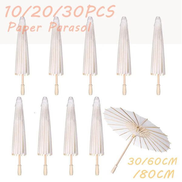 Autres fournitures de fête d'événement 10 20 30pcs Parasol en papier 60 80cm Parapluies chinois Parapluie blanc P ographie Props pour bébé douche mariage rustique 231027