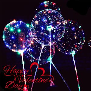 Autres fournitures de fête d'événement 10/20 pcs LED Bobo Ballons Poignée Lumineux Ballons d'hélium transparents avec guirlandes lumineuses Fête d'anniversaire Festival de mariage Décor 231005