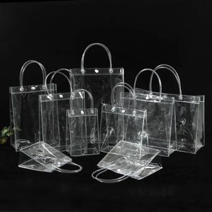 Autres fournitures de fête d'événement 10 20pcs / lot transparent doux PVC cadeau fourre-tout sacs d'emballage avec boucle à main sac à main en plastique transparent sac cosmétique 231011