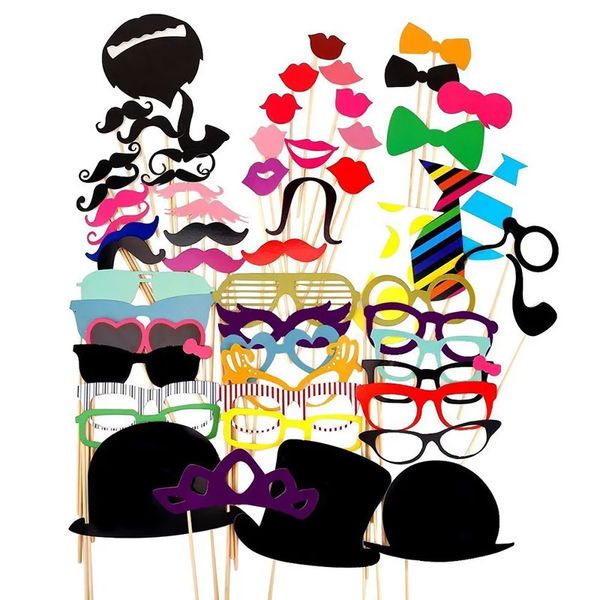 Autres fournitures de fête d'événement 10-58pcs Décoration de mariage amusante Po Booth Props DIY Moustache Lèvres Lunettes Masque Pobooth Accessoires Fournitures de fête de mariage 230927