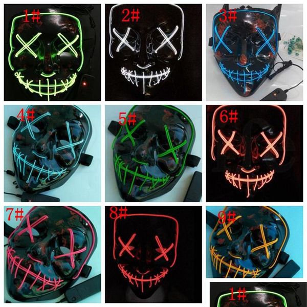 Autres fournitures de fête d'événement 10 couleurs Led Glowing Mask Halloween Light Up Cosplay In The Dark Horror Kka7536 Drop Delivery Home Gar Dhywc