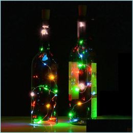 Autres fournitures de fête d'événement 10 LED 8 bouchon de bouteille de vin solaire cuivre lueur liège en forme de chaîne lumière nuit fée goutte livraison maison Dhjzv