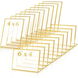 Andere evenementenfeestjes 10 Pack Gold Frame Acryl Sign Holder Hulde tabelnummer Schuin gedoe Clear Menu Picture Dubbele Home Forgain Dh9FX