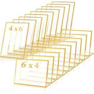 Autres fournitures de fête d'événement 10 Pack Gold Frame Acrylique Porte-enseigne Numéro de table de mariage Incliné Menu clair Image Double face Stand Bureau Affichage 230901