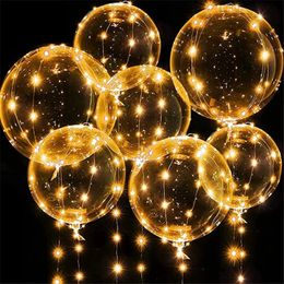 Andere evenementenfeestjes 10 Pack LED verlicht Bobo 20 inch Clear Helium Ballonnen Glow Bubble with String Lights for Christmas Wedding Birthday Decor 230504