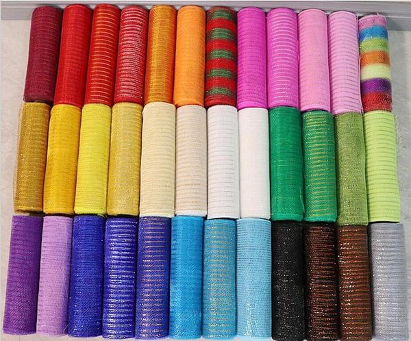 Otros suministros para fiestas de eventos 10 yardas Deco Poly Mesh Ribbon 10 pulgadas de ancho metálico para coronas navideñas Swags Bows Wrapping and Decoration Projects 230202