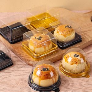 Autres fournitures de fête d'événement 100 pcs épais 50g 80g 100g Moon Cake Boîte intérieure Noir Or Rond Mooncake Egg Yolk Pâtisserie Plateau inférieur en plastique Pâtisserie En gros 230926