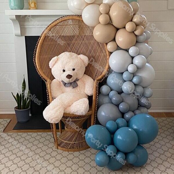 Autres fournitures de fête d'événement 100pcs 5 10 12 pouces océan bleu bébé douche ballons 1er anniversaire garçon bricolage ballon guirlande arc kit doublé blush nu gris Globos 230901