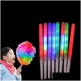 Otros suministros para fiestas de eventos 100 unids Luces Decoraciones navideñas LED Light Up Cotton Candy Cones Colorf Glowing Marshmallow Sticks Imper Otqn5