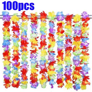 Autres fournitures de fête d'événement 100pcs / lot Hawaii Party Leis Guirlande de fleurs Guirlande Collier hawaïen Torpil Hawai Floral Farmhouse Decor Tissu hawaïen 230725