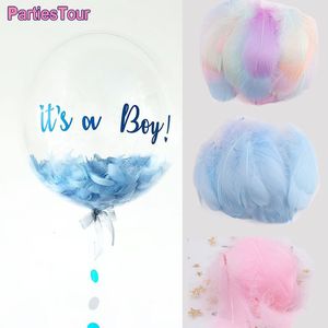 Autres fournitures de fête d'événement 100pcs Macarons Plume colorée Transparent Bobo Ballons remplis Anniversaire Décors de mariage Boîte-cadeau Ballon DIY Craft Fill Plume 230825