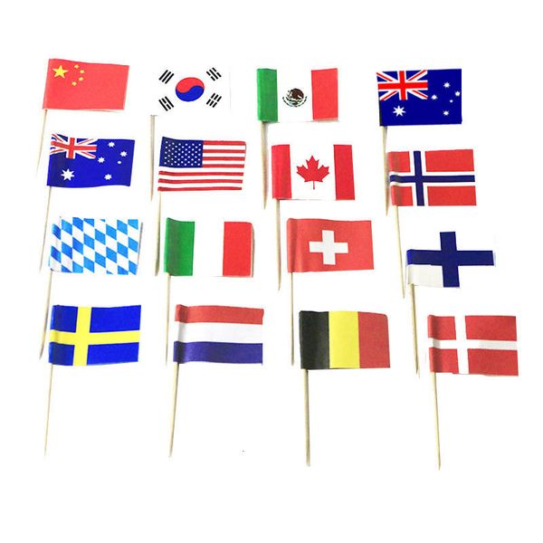 Autres fournitures de fête d'événement 100pcs Drapeau national Forme Picks Décoration de gâteau Toppers Cupcake Food Fruit Cure-dents Halloween Festival Anniversaire 230901