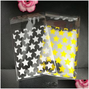 Autres fournitures de fête d'événement 100pcs / pack sac adhésif étoile design doré sacs d'emballage cadeau bricolage pour Noël mariage bonbons nourriture 20 dhe6k