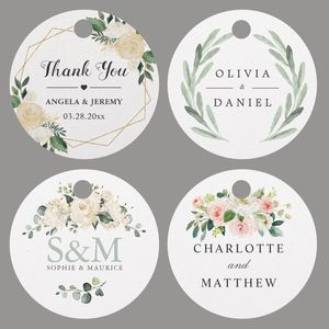 Autres événements Party Fournit 100pcs / Set Custom Favor Tags Personnalis Circle Wedding Tags with Hole Votre texte ou la main merci Labels 230704