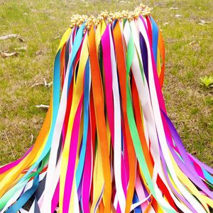 Autres fournitures de fête d'événement 100pcs baguettes de ruban de soie avec cloches banderoles colorées bâton fée décoration de mariage faveurs 231205
