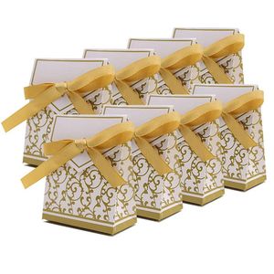 Autres fournitures de fête d'événement 100pcs boîte-cadeau de faveur de mariage boîte de bonbons au chocolat avec rubans anniversaire boîtes de cadeau de Noël emballage de décoration de douche de bébé 230321