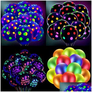 Andere Evenement Feestartikelen 100 Stukslot Neon Ballonnen Glow In The Dark Fluorescerend Gloeiend Licht Verjaardag Decoraties Kamer Hangend Wa Dhnrh
