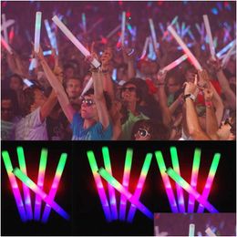 Autres fournitures de fête d'événement 101530pcs BK Colorf LED Glow Sticks RVB Mousse Stick Cheer Tube Dark Light Anniversaire Festival de mariage Drop Dhdwp