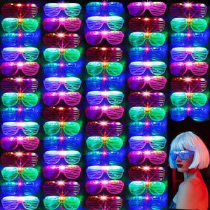 Andere evenementen Feestartikelen 102050 Stuks Glow In The Dark Feestbril Oplichtende LED Bril Neon Feestartikelen Zonnebril voor Kinderen Volwassenen Verjaardag Kerstmis 230630