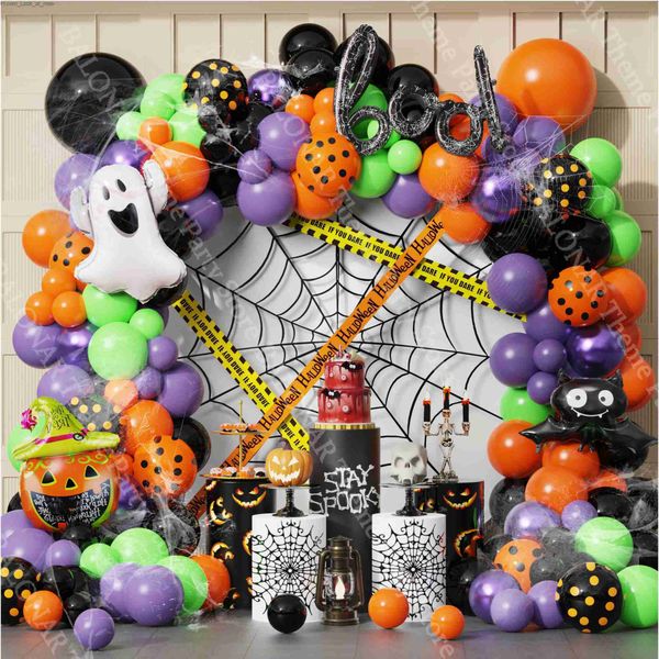 Otros suministros para fiestas de eventos 103 unids Tema de Halloween Naranja Negro Lunares Látex Calabaza Murciélago Fantasma Globo Guirnalda Arco Kit para decoración de fiesta de terror Q231010