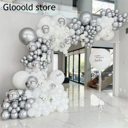 Autres fournitures de fête d'événement 103pcs blanc argent métallisé 4D baby shower ballon arc kit mariage 30 anniversaire garçons fille bachlorette décoration 230904