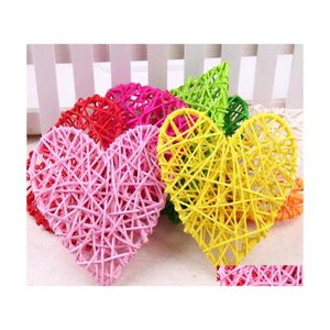 Otros suministros para fiestas de eventos 10Cm Bola de ratán Corazón Vine Confeti Dispersión para caja de regalo Artesanía Cumpleaños Boda Mesa Centros de mesa Fav Dhhfv