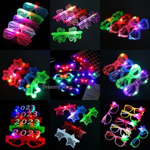 Autres fournitures de fête d'événement 10Pc Adulte Enfants LED Lunettes Light Up Party Lunettes de soleil Glow Stores Shutter Neon Flash Carnaval Cosplay Anniversaire Mariage Noël 230630