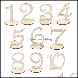 Autres Fournitures De Fête D'événement 10Pcs 110 Cartes De Numéro De Table De Mariage Ornement De Fête En Bois Artisanat Décoration De La Maison Faire De Bois Contreplaqué D Dhhe3