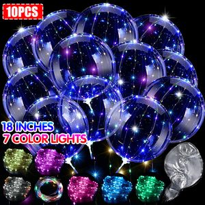 Autres fournitures de fête d'événement 10pcs clair ballons LED éclairer coloré Bobo bulle transparente pour les mariages banquets fêtes anniversaire décor 230131