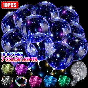 Autres fournitures de fête d'événement 10pcs ballons LED clairs allument des ballons Bobo colorés bulle de lumière transparente pour les mariages banquets fêtes décor d'anniversaire 231005