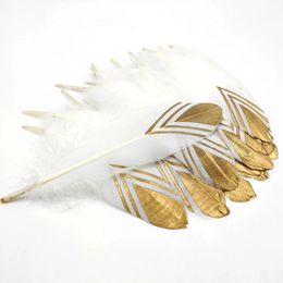 Autres fournitures de fête d'événement 10pcs plumes d'oie d'or pour l'artisanat de mariage plume bricolage bijoux de plumes naturelles faisant la décoration de la maison de Noël 231120