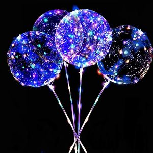 Andere evenementenfeestjes 10 stks LED LICHT UP BOBO 20 inch Clear Helium Ballon met stok voor Halloween Christmas Wedding Birthday Decoration Globos 230221