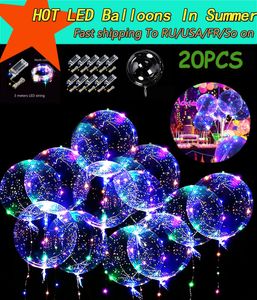 Autres fournitures de fête d'événement 10pcs LED Ballons Bobo lumineux avec chaîne lumineuse Clear Balloon Festival Décor Anniversaire Fournitures de fête de mariage Baby Shower 230906