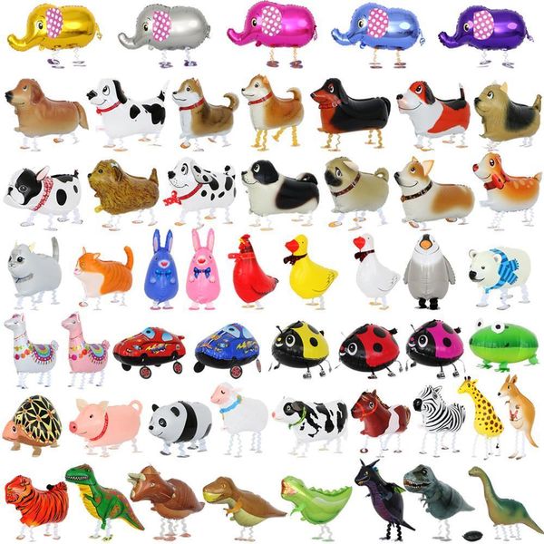 Autres fournitures de fête d'événement 10pcs / lot Mix Walking Animal HELIUM Ballon Mignon Chien Panda Dinosaure Tigre Pet air pour Anniversaire Décoration Enfants Jouet 230404