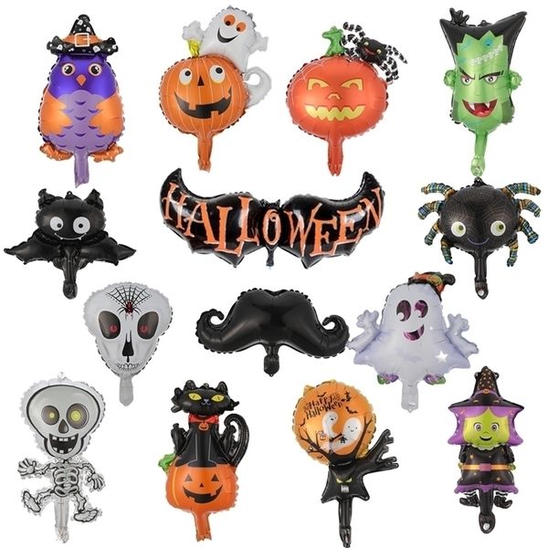 Autres fournitures de fête d'événement 10pcs Mix Minisize Halloween Feuille Ballons Spider Bat Sorcière Ballons Horreur Maison Décors Halloween Décorations pour la maison à l'extérieur 220908