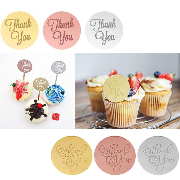 Autres fournitures de fête d'événement 10 pièces merci joyeux anniversaire Cupcake Toppers cercle gâteau Topper pour THANKSGIVING décor outils 5CMOther