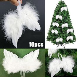 Autre événement fête fournitures 10 pièces blanc fête de mariage Vintage plume aile ange ailes arbre de noël décor suspendu ornement 230331