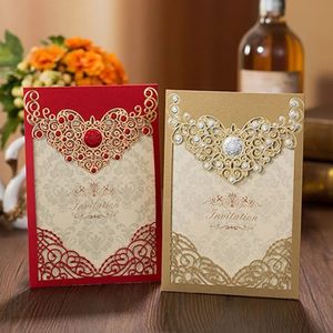 Autres fournitures de fête d'événement 10pcsLove coeur invitations de mariage carte découpée au laser élégantes enveloppes de voeux décorations de fiançailles 230228