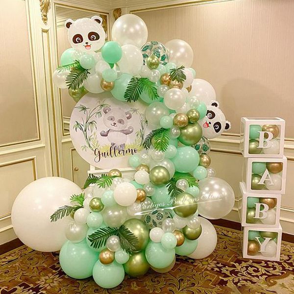 Autres fournitures de fête d'événement 115pcs Kit de guirlande de ballons à thème Panda Kit de ballons en latex blanc macaron vert perle pour la décoration de fête d'anniversaire Baby Shower 230321