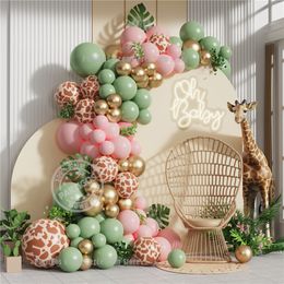 Andere evenementenfeestje benodigdheden 116 % Jungle Birthday Giraffed Ballon Garland Wild One Baby Shower Decorations Baby Pink Sage Green Arch 230221