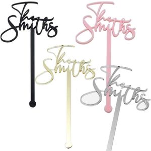 Autres fournitures de fête d'événement 12/50/100pcs Agitateurs de nom de boisson personnalisés Bâtons de Swizzle Cocktail Party Bar Stir Sticks Bâtons de boisson de mariage Party Shower 230804