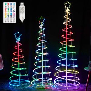 Autres fournitures de fête d'événement 121518m LED spirale arbre de Noël lumières minuterie 8 mode télécommande rêve couleur noël artificiel étoile lumière Navidad décoration 231109