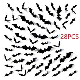 Andere evenementenfeestjes 1228 stcs Halloween Decoratie 3d Black PVC Bat Halloween Party Diy Decor Room Halloween Party Scary Decos Props Wall Sticker 220901