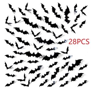 Andere evenementenfeestjes 1228 stcs Halloween Decoratie 3d Black PVC Bat Halloween Party Diy Decor Room Halloween Party Scary Decos Props Wall Sticker 220901