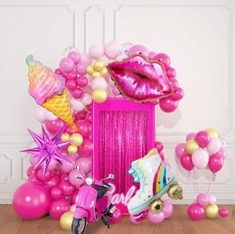 Autres fournitures de fête d'événement 125 pièces Kit d'arc de guirlande de ballons roses Skate pour thème anniversaire fille baiser décorations d'été 230808